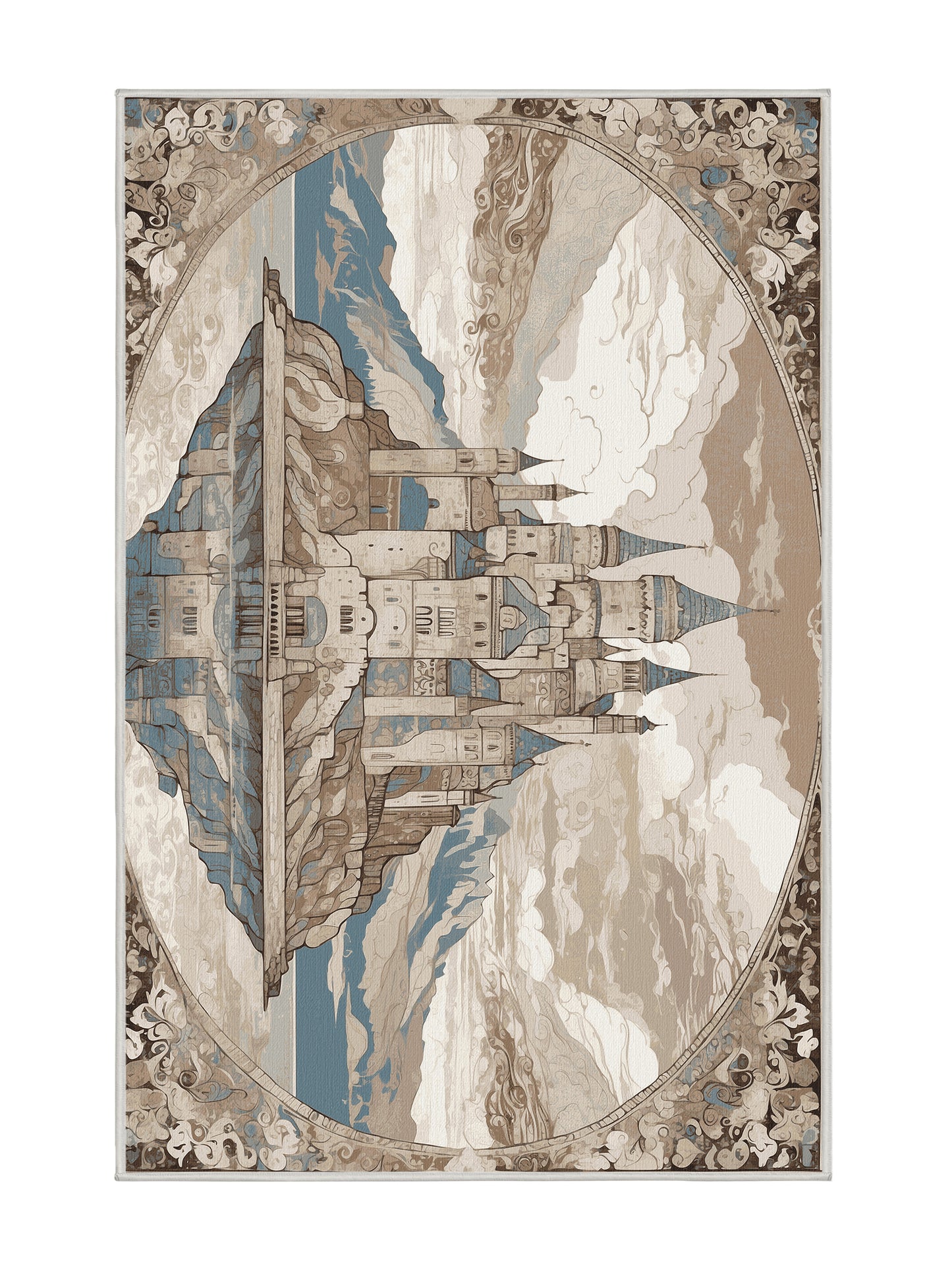 Castle Chronicles Kingdom's Crown - Premium Dark White Modern Area Rug | Plush & Washable Options | Rugolution Home Decor