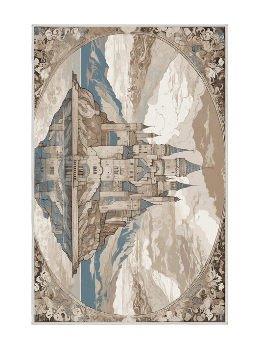 Castle Chronicles Kingdom's Crown - Premium Dark White Modern Area Rug | Plush & Washable Options | Rugolution Home Decor