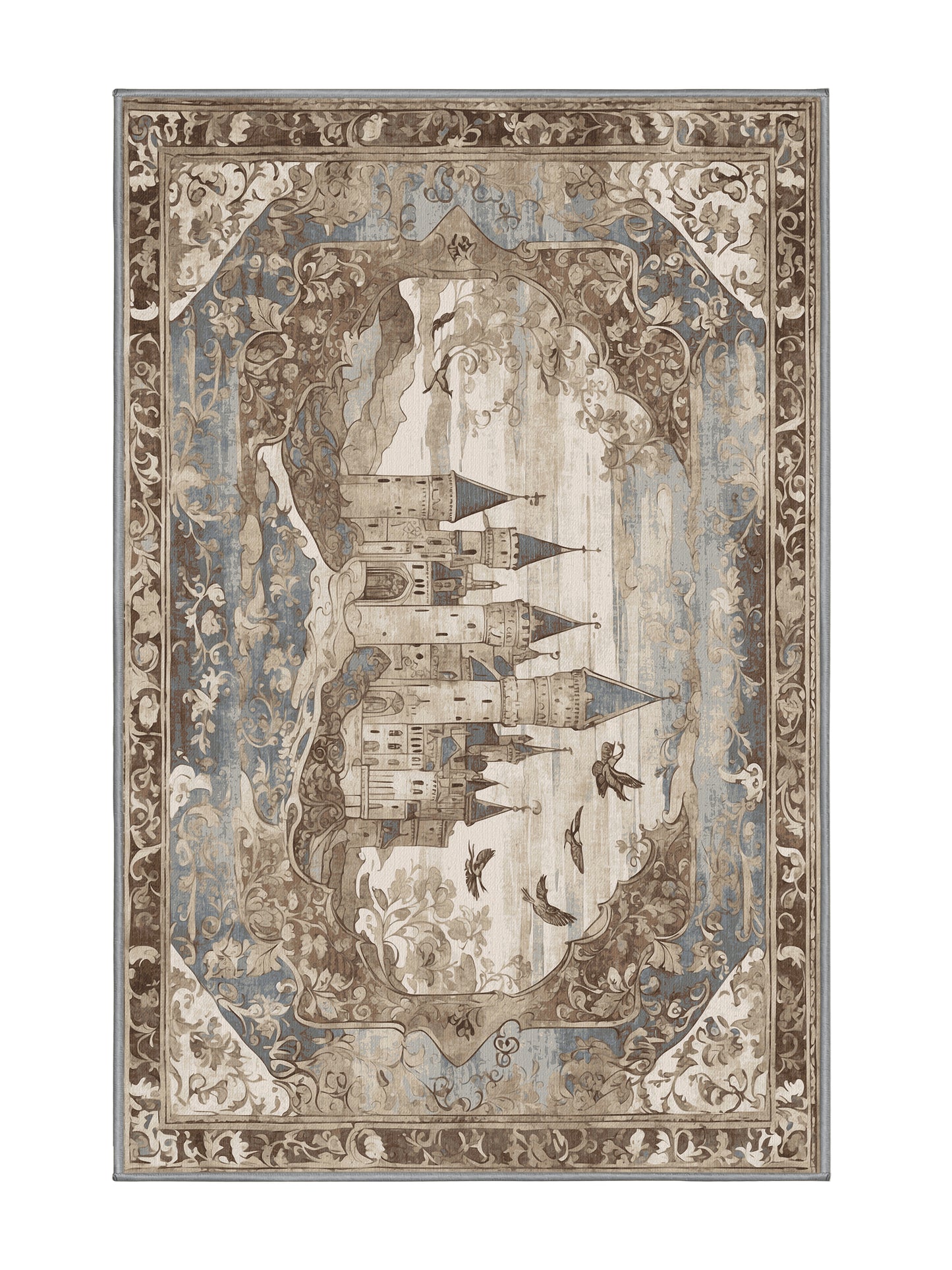 Castle Chronicles Throne's Reach - Premium Sandstone Modern Area Rug | Plush & Washable Options | Rugolution Home Decor