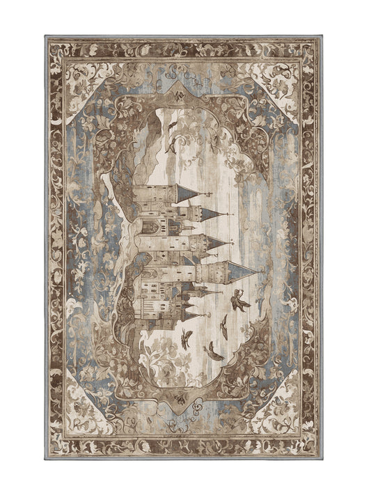 Castle Chronicles Throne's Reach - Premium Sandstone Modern Area Rug | Plush & Washable Options | Rugolution Home Decor