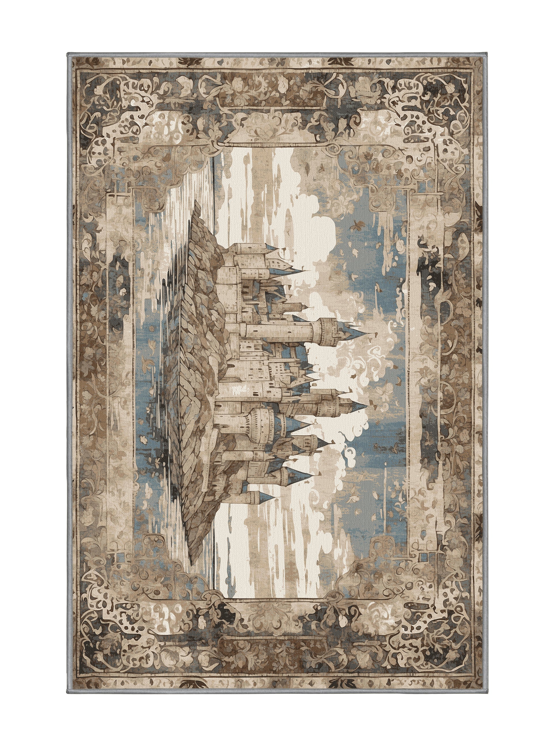 Castle Chronicles Knight's Haven - Premium Sandstone Modern Area Rug | Plush & Washable Options | Rugolution Home Decor