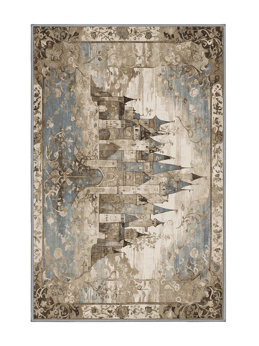 Castle Chronicles Kingdom's Promise - Premium Sandstone Modern Area Rug | Plush & Washable Options | Rugolution Home Decor