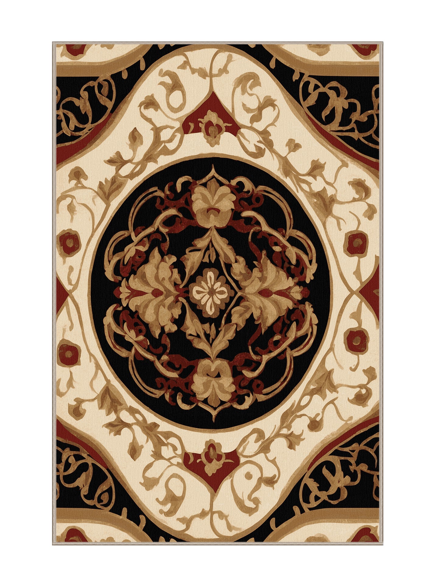 Glided Mythos Baroque Bloom - Premium Dark Almond Modern Area Rug | Plush & Washable Options | Rugolution Home Decor