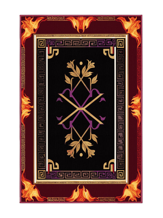 Glided Mythos Heirloom Lace - Premium Velvet Maroon Modern Area Rug | Plush & Washable Options | Rugolution Home Decor