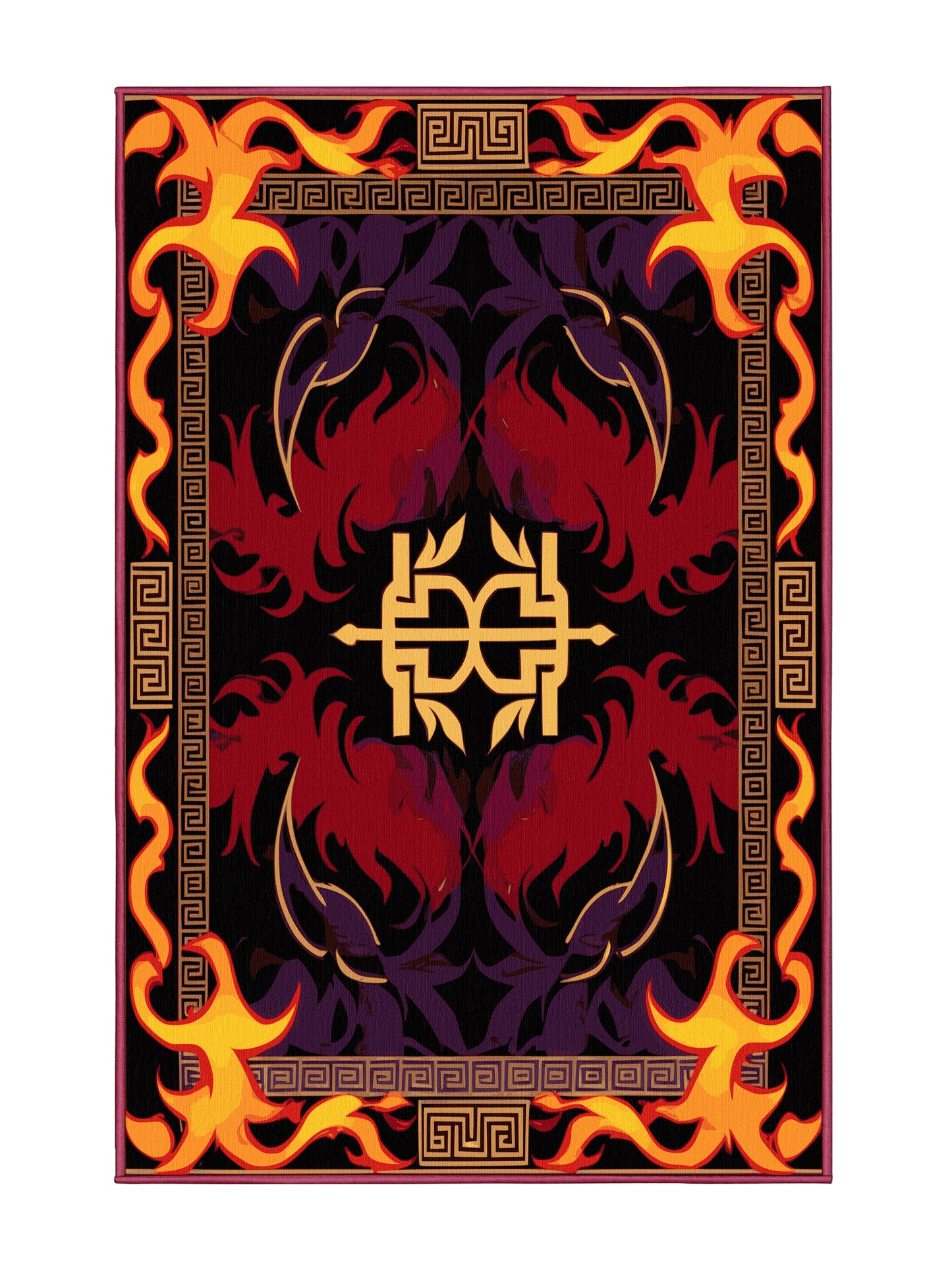 Glided Mythos Grand Acanthus - Premium Velvet Maroon Modern Area Rug | Plush & Washable Options | Rugolution Home Decor