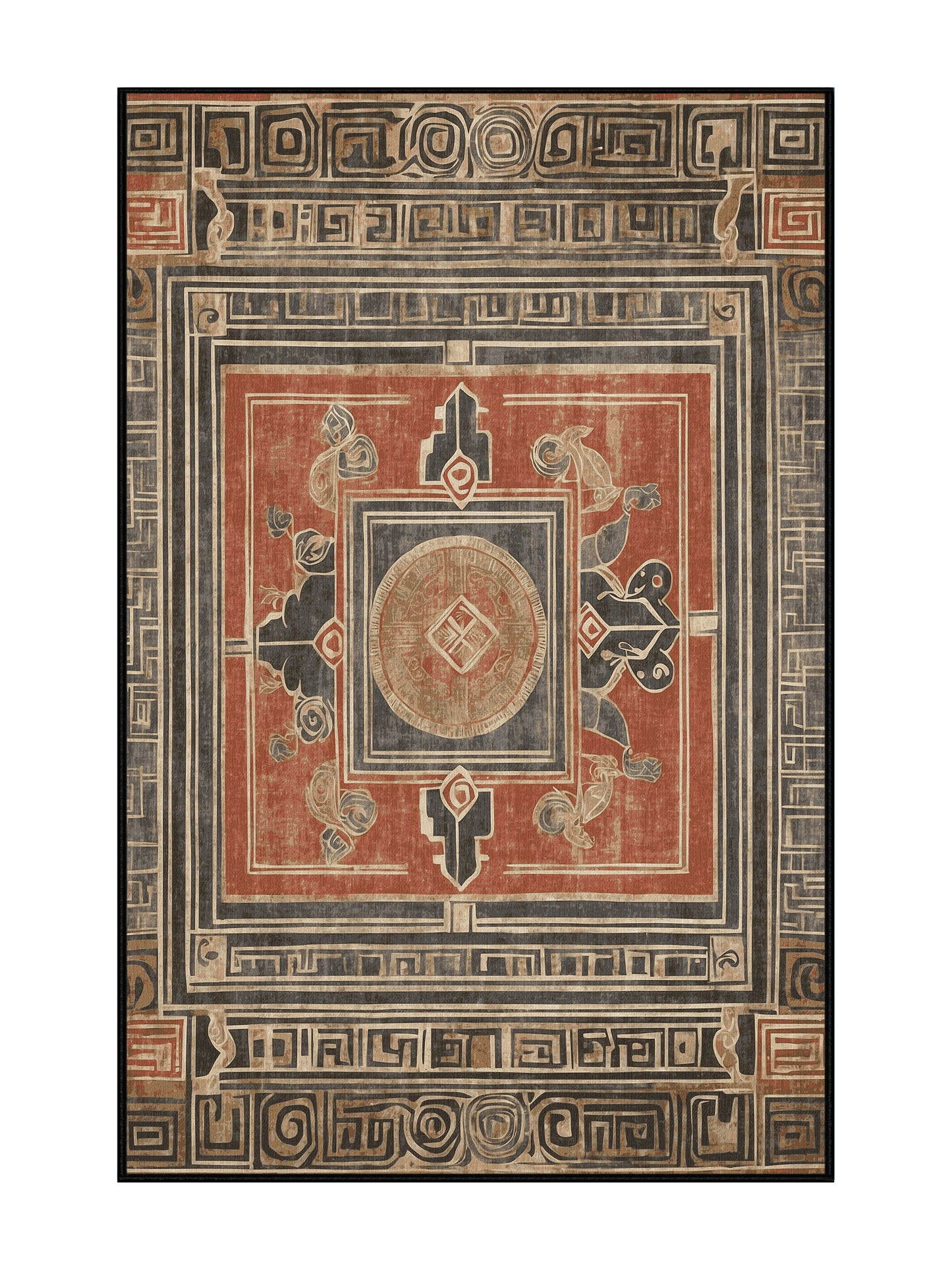 Hellenic Grandeurs Amphitrite's Flow - Premium Coffee Modern Area Rug | Plush & Washable Options | Rugolution Home Decor
