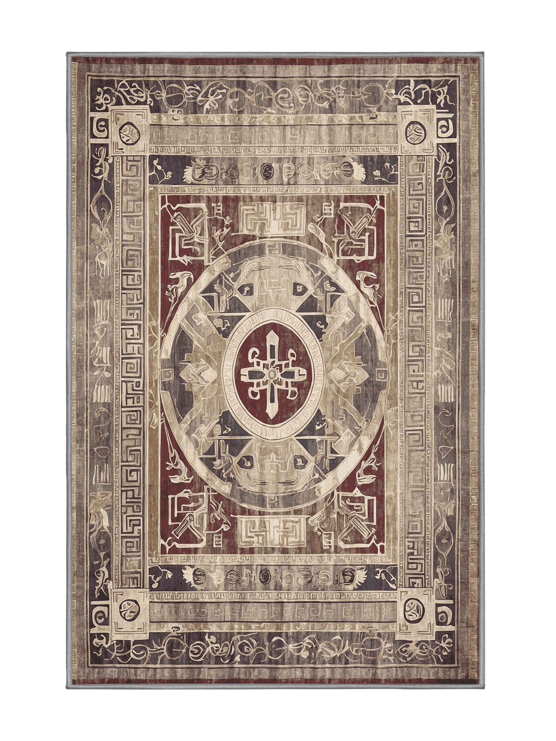 Hellenic Grandeurs Hermes' Trail - Premium Sandstone Modern Area Rug | Plush & Washable Options | Rugolution Home Decor