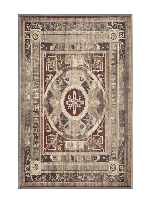 Hellenic Grandeurs Hermes' Trail - Premium Sandstone Modern Area Rug | Plush & Washable Options | Rugolution Home Decor