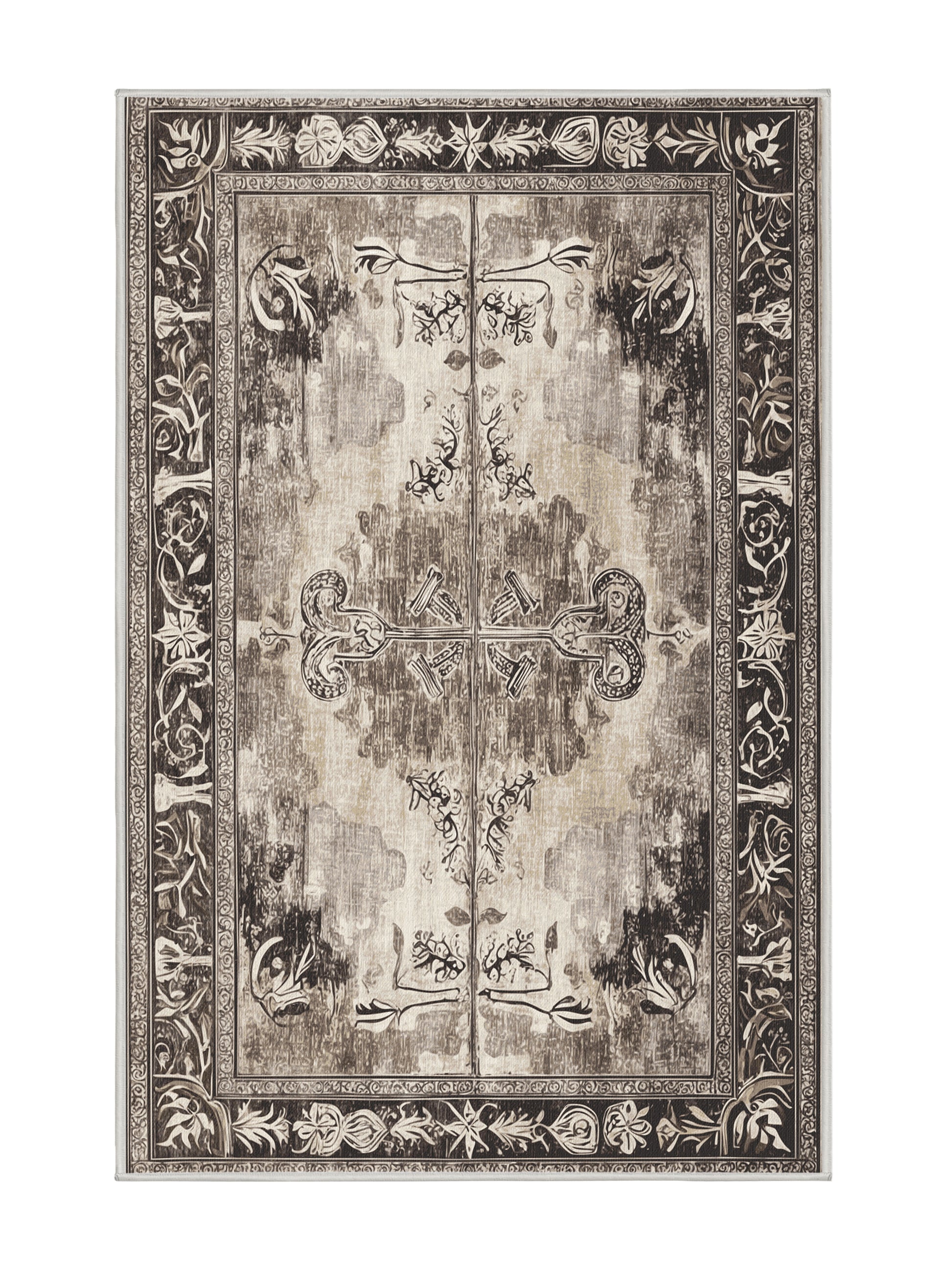 Hellenic Grandeurs Agora Serenity - Premium Dark White Modern Area Rug | Plush & Washable Options | Rugolution Home Decor