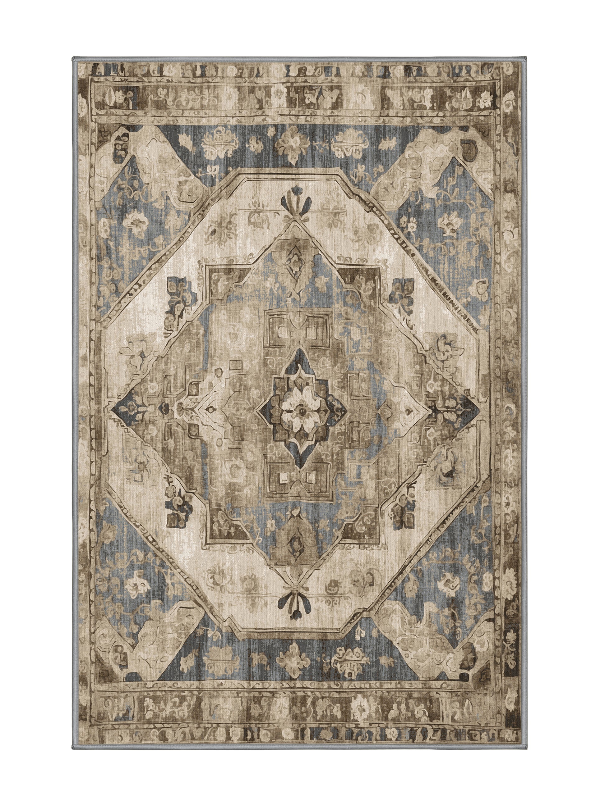 Heritage Mosaic Rustic Grandeur - Premium Sandstone Modern Area Rug | Plush & Washable Options | Rugolution Home Decor