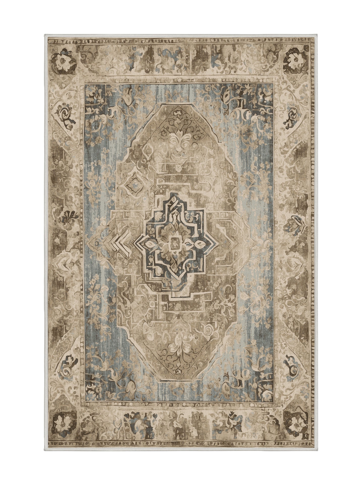 Heritage Mosaic Ornate Horizon - Premium Golden Silk Modern Area Rug | Plush & Washable Options | Rugolution Home Decor
