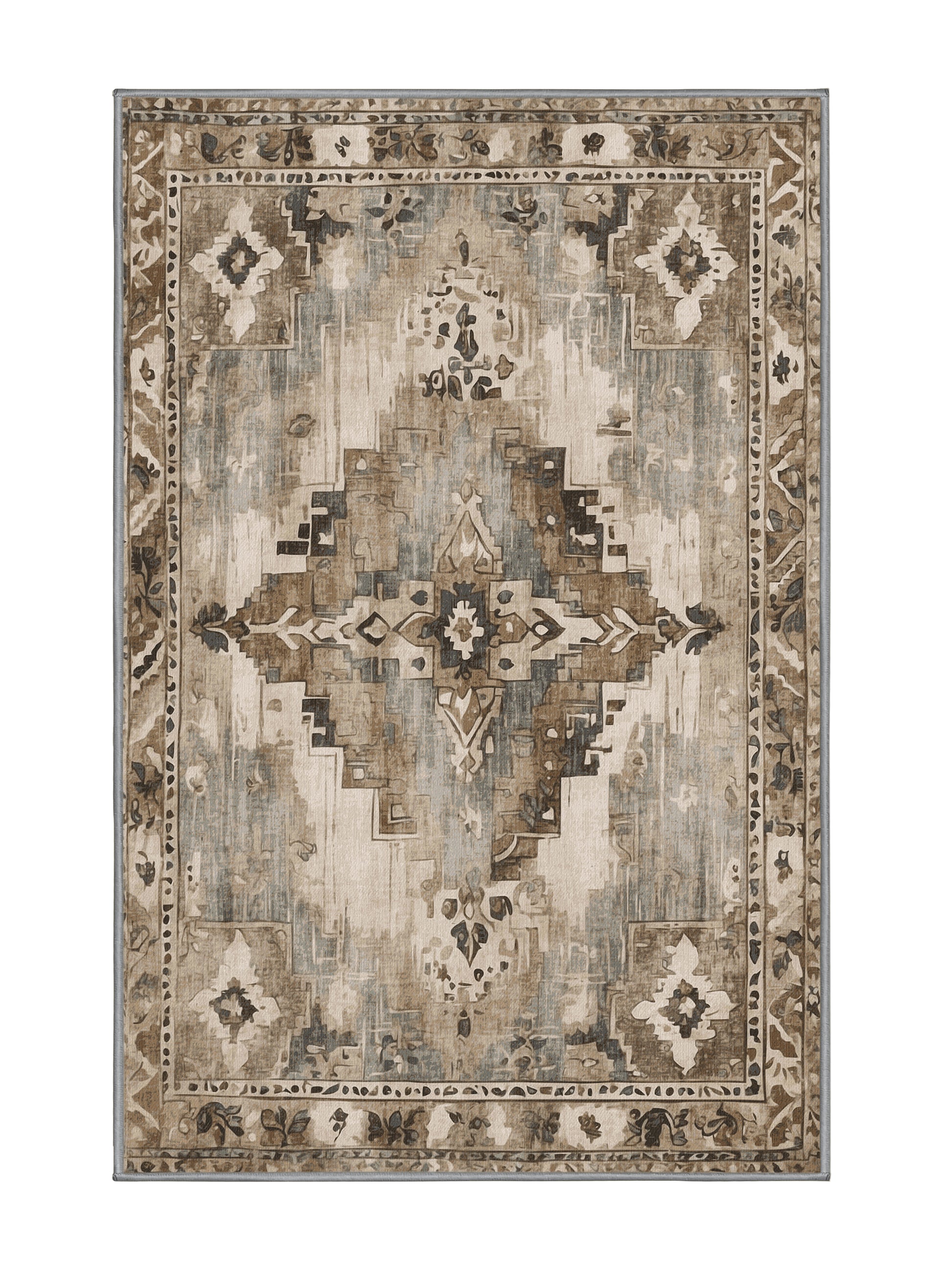 Heritage Mosaic Golden Chronicle - Premium Sandstone Modern Area Rug | Plush & Washable Options | Rugolution Home Decor