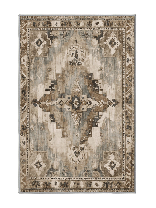 Heritage Mosaic Golden Chronicle - Premium Sandstone Modern Area Rug | Plush & Washable Options | Rugolution Home Decor