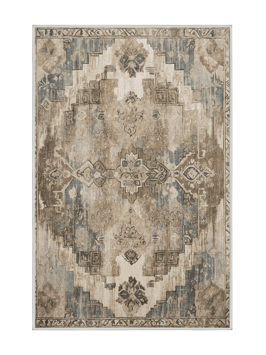 Heritage Mosaic Cultural Echo - Premium Golden Silk Modern Area Rug | Plush & Washable Options | Rugolution Home Decor