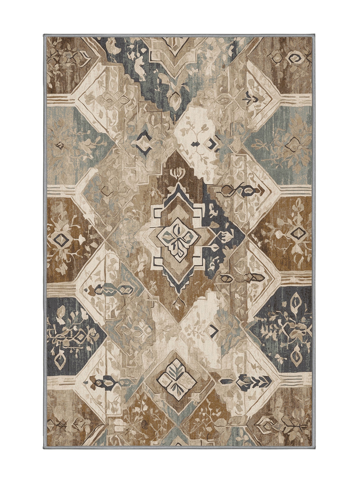 Heritage Mosaic Majestic Emblem - Premium Sandstone Modern Area Rug | Plush & Washable Options | Rugolution Home Decor