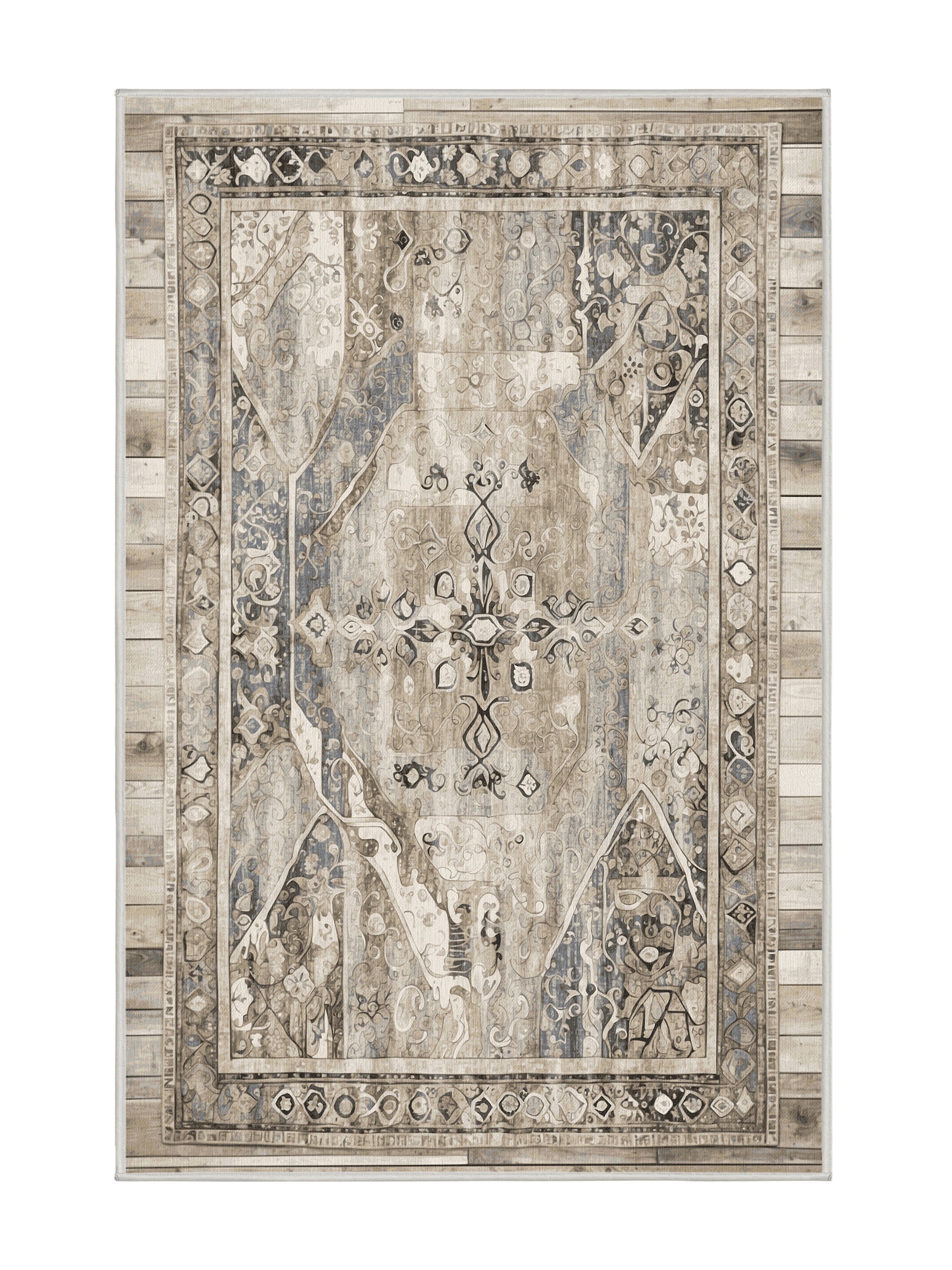 Heritage Mosaic Antique Aura - Premium White Chocolate Modern Area Rug | Plush & Washable Options | Rugolution Home Decor