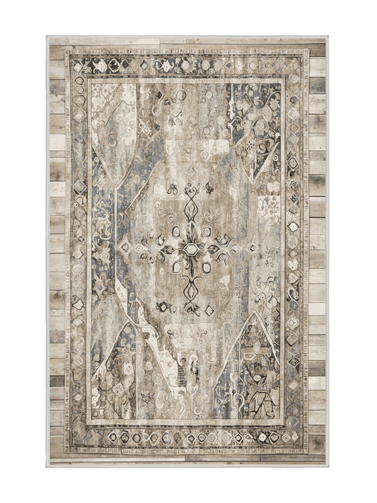 Heritage Mosaic Antique Aura - Premium White Chocolate Modern Area Rug | Plush & Washable Options | Rugolution Home Decor