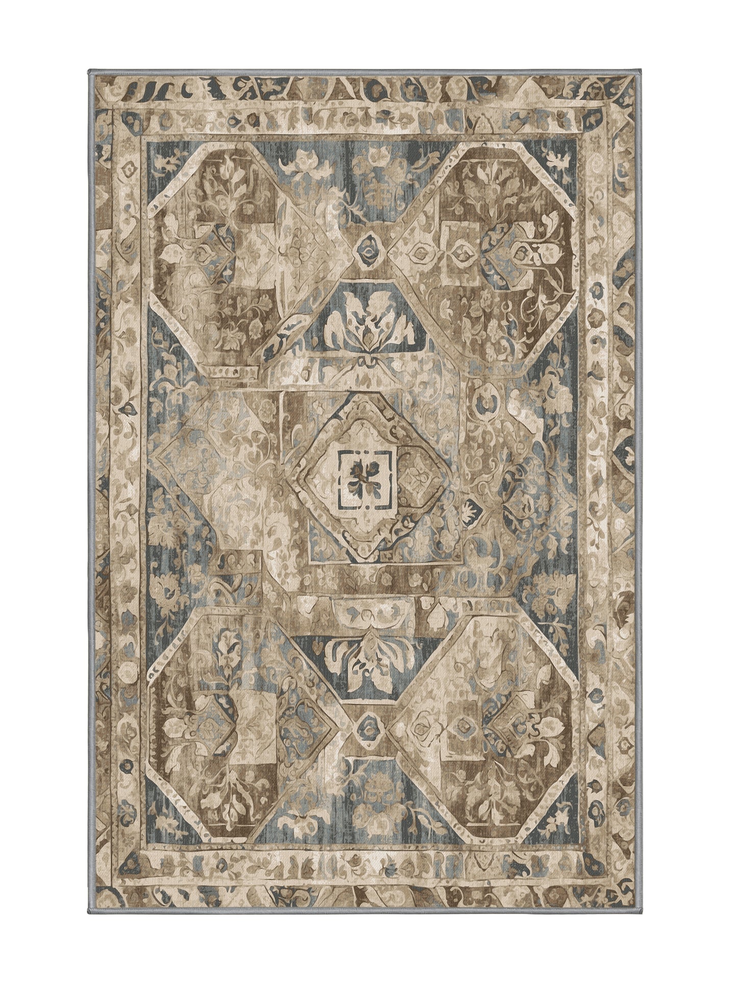 Heritage Mosaic Victorian Grace - Premium Sandstone Modern Area Rug | Plush & Washable Options | Rugolution Home Decor