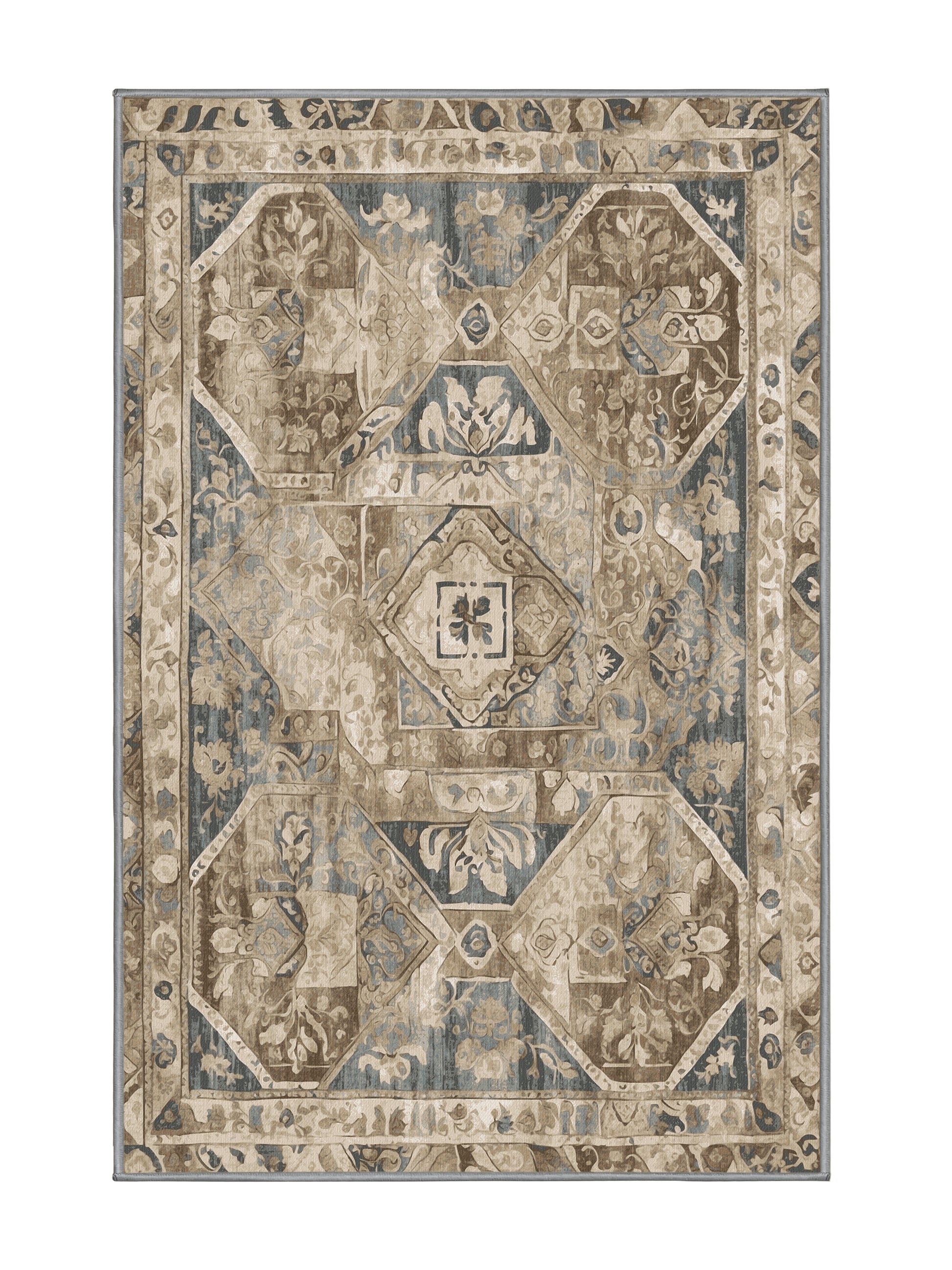 Heritage Mosaic Victorian Grace - Premium Sandstone Modern Area Rug | Plush & Washable Options | Rugolution Home Decor