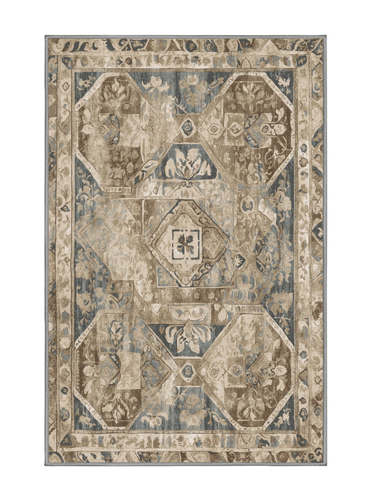Heritage Mosaic Victorian Grace - Premium Sandstone Modern Area Rug | Plush & Washable Options | Rugolution Home Decor