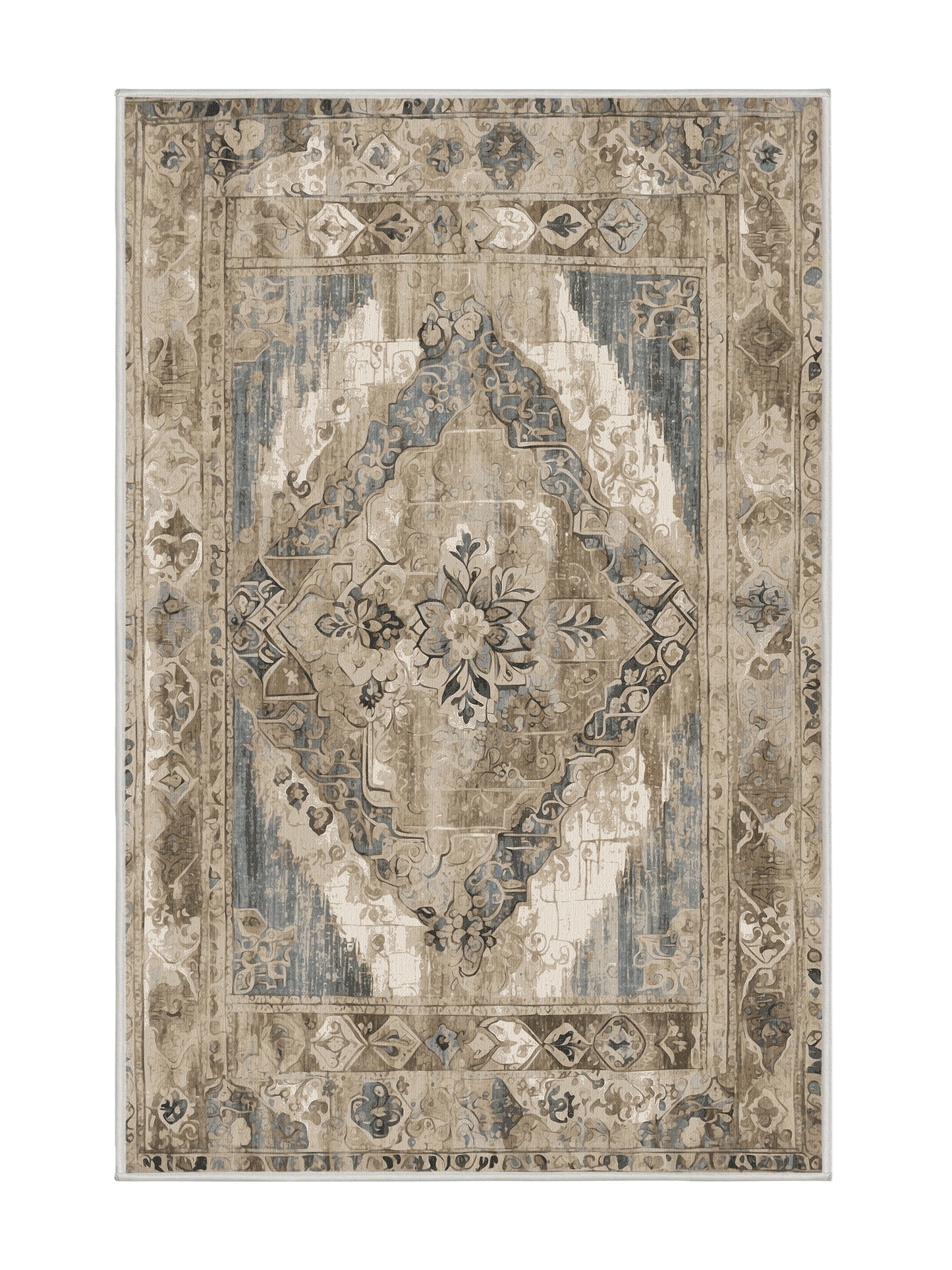Heritage Mosaic Gilded Tradition - Premium Golden Silk Modern Area Rug | Plush & Washable Options | Rugolution Home Decor