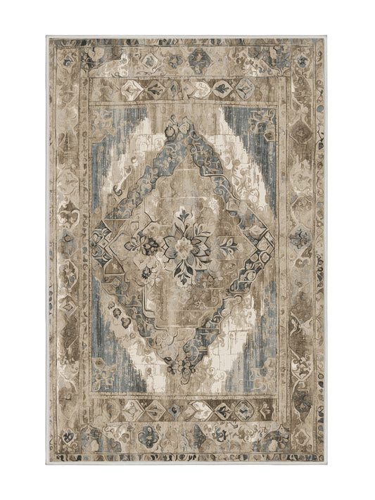 Heritage Mosaic Gilded Tradition - Premium Golden Silk Modern Area Rug | Plush & Washable Options | Rugolution Home Decor