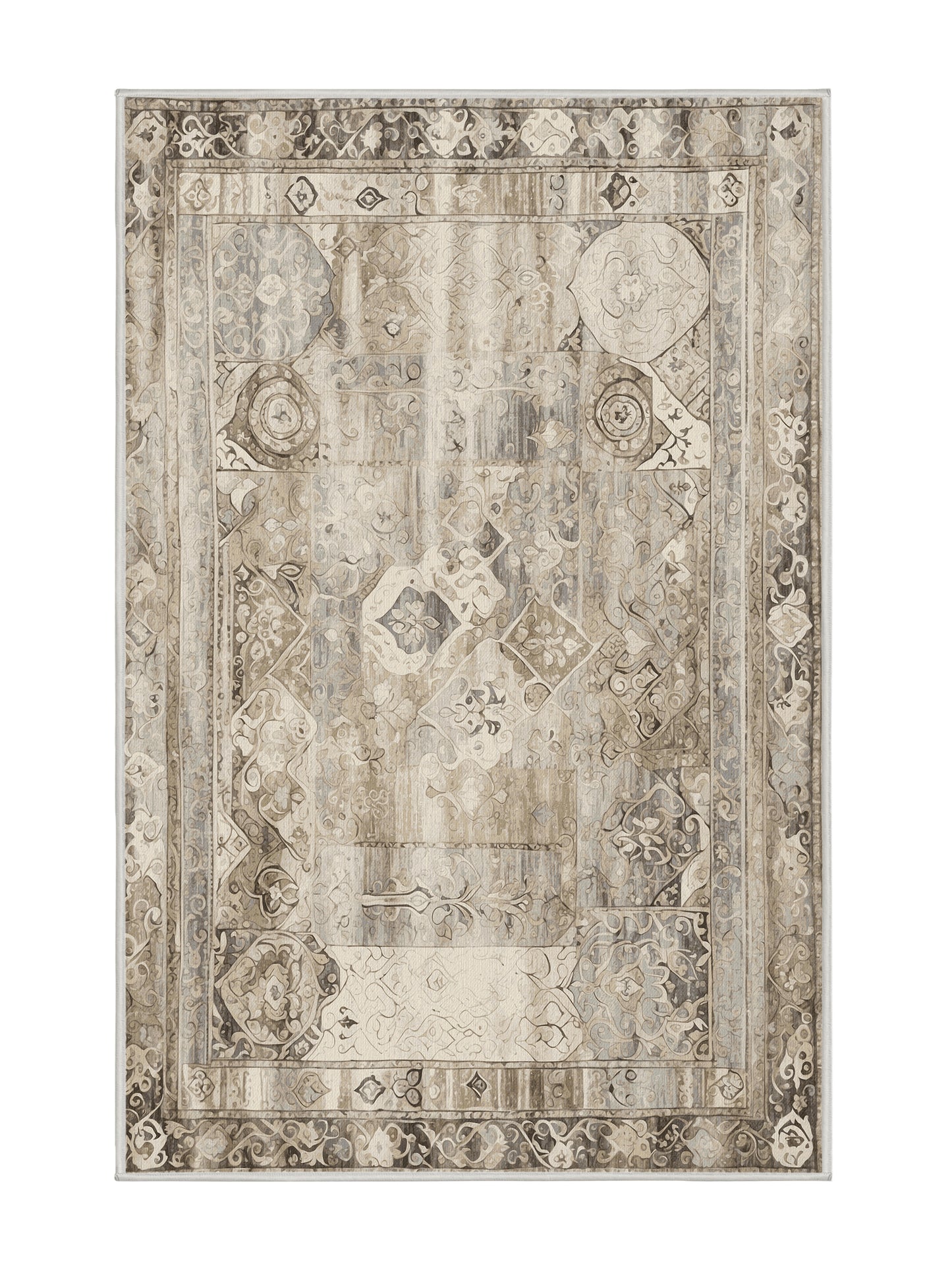 Heritage Mosaic Legacy Bloom - Premium White Chocolate Modern Area Rug | Plush & Washable Options | Rugolution Home Decor