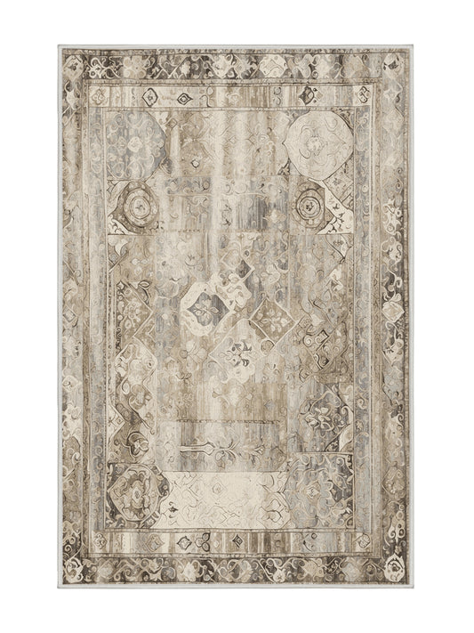 Heritage Mosaic Legacy Bloom - Premium White Chocolate Modern Area Rug | Plush & Washable Options | Rugolution Home Decor