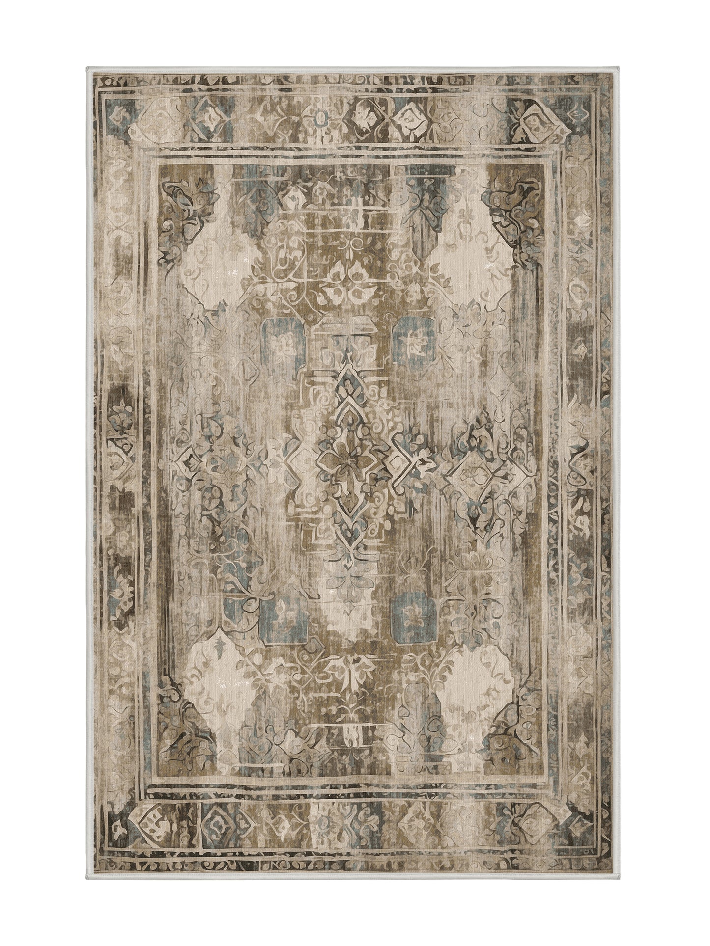 Heritage Mosaic Classic Revival - Premium Dark White Modern Area Rug | Plush & Washable Options | Rugolution Home Decor