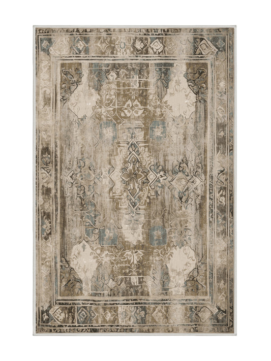 Heritage Mosaic Classic Revival - Premium Dark White Modern Area Rug | Plush & Washable Options | Rugolution Home Decor