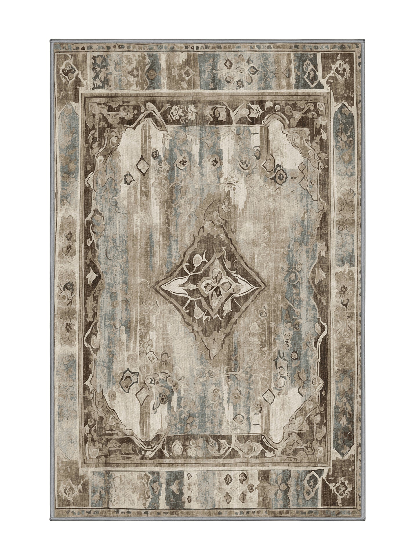 Heritage Mosaic Sacred Ornament - Premium Sandstone Modern Area Rug | Plush & Washable Options | Rugolution Home Decor