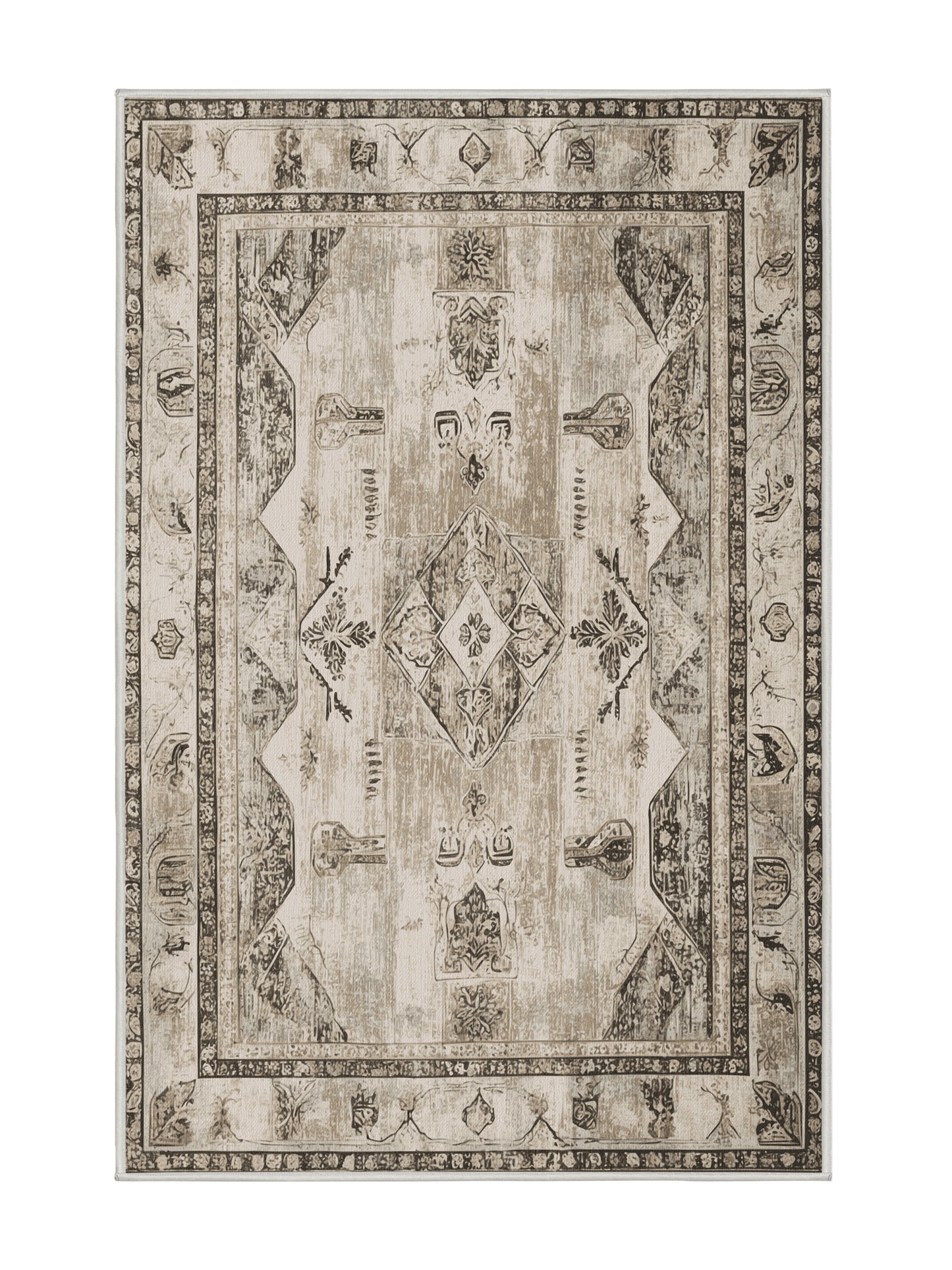 Heritage Mosaic Fabled Harmony - Premium Dark White Modern Area Rug | Plush & Washable Options | Rugolution Home Decor
