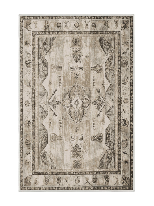 Heritage Mosaic Fabled Harmony - Premium Dark White Modern Area Rug | Plush & Washable Options | Rugolution Home Decor