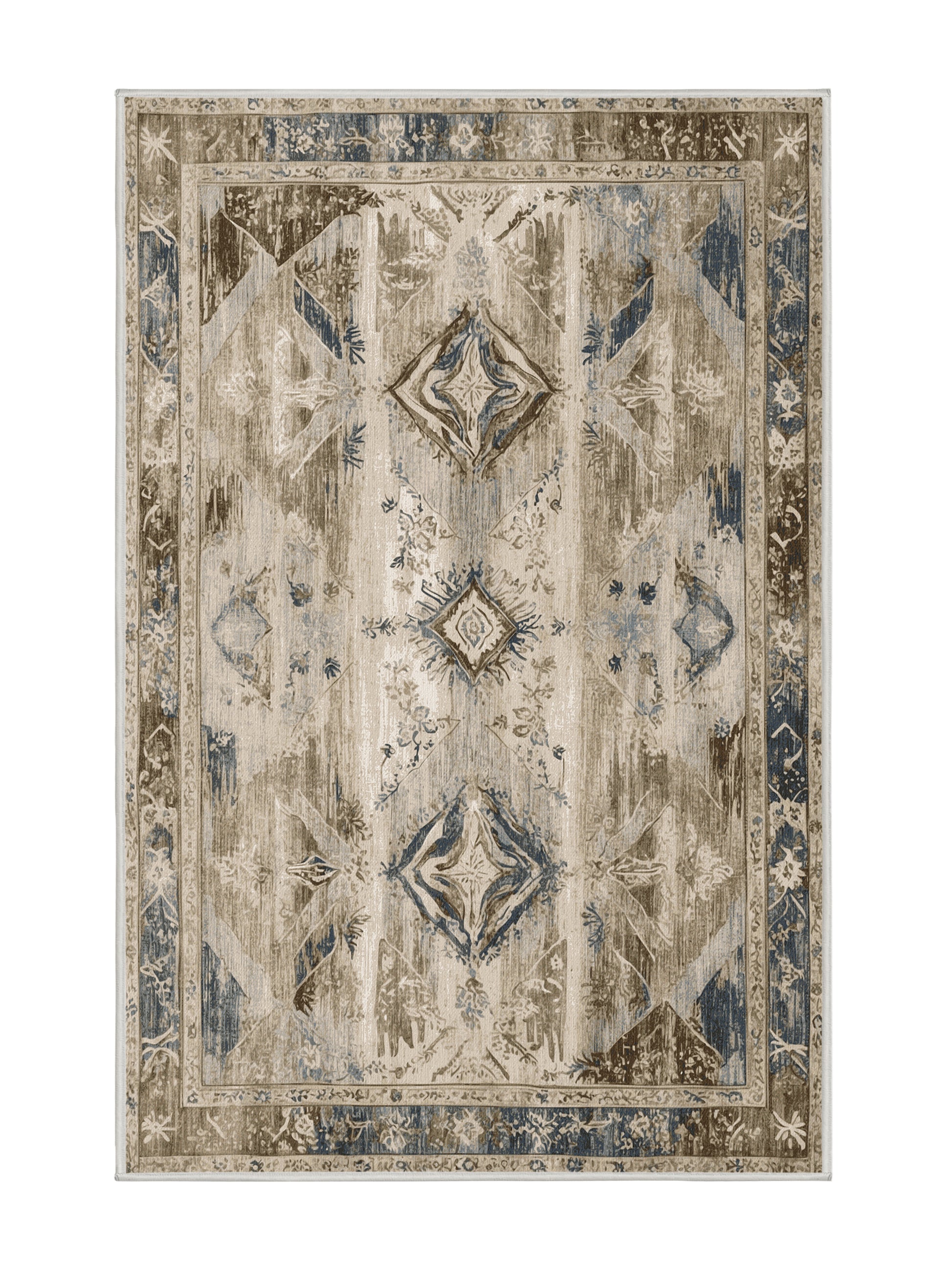 Heritage Mosaic Regal Flourish - Premium White Chocolate Modern Area Rug | Plush & Washable Options | Rugolution Home Decor