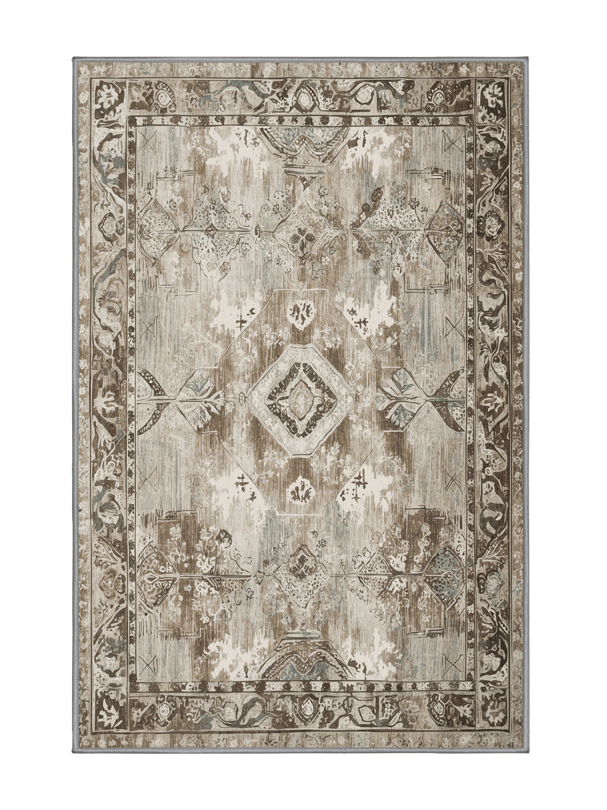 Heritage Mosaic Echoed Past - Premium Gray Goose Modern Area Rug | Plush & Washable Options | Rugolution Home Decor