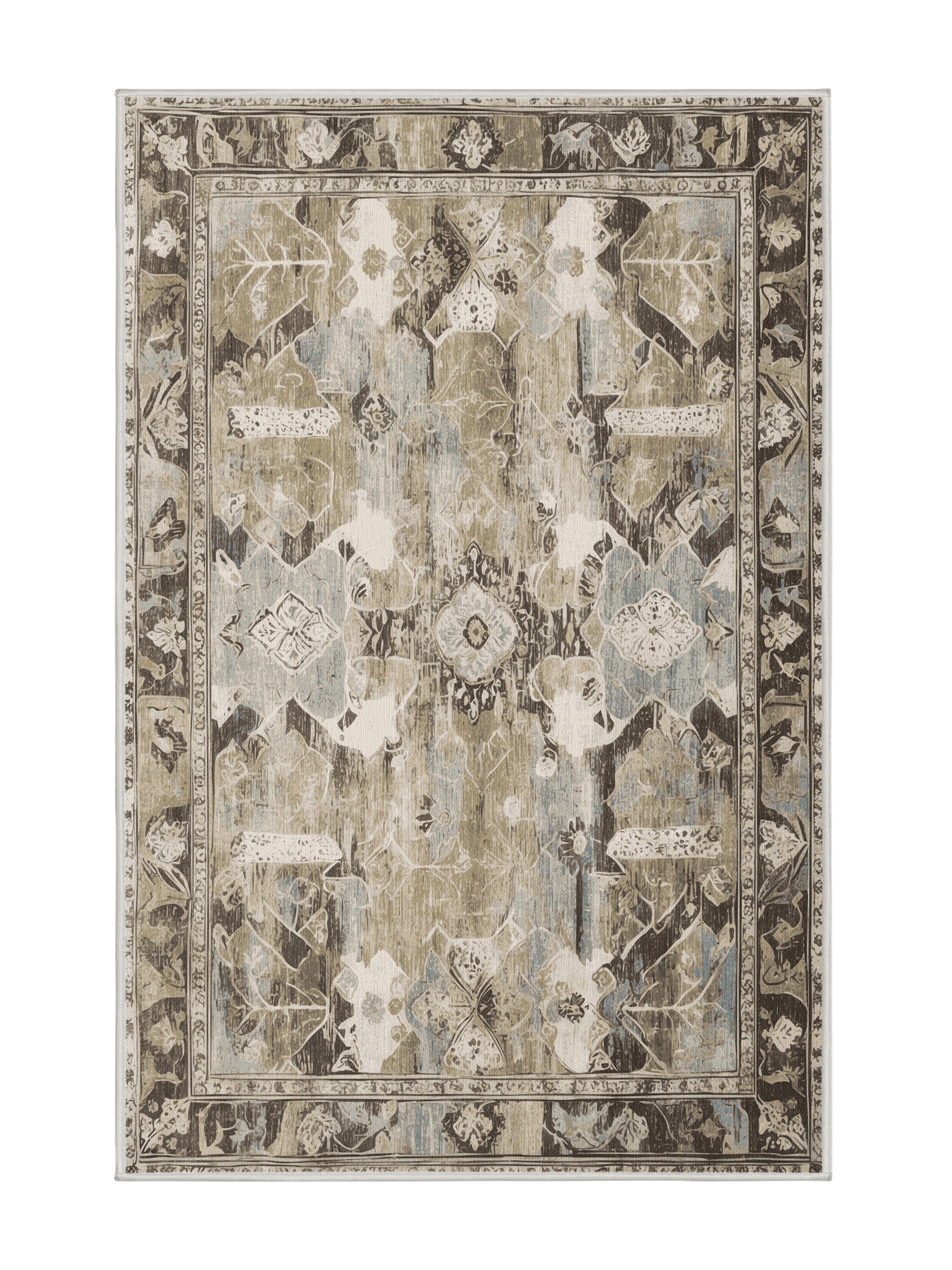 Heritage Mosaic Royal Insignia - Premium White Chocolate Modern Area Rug | Plush & Washable Options | Rugolution Home Decor
