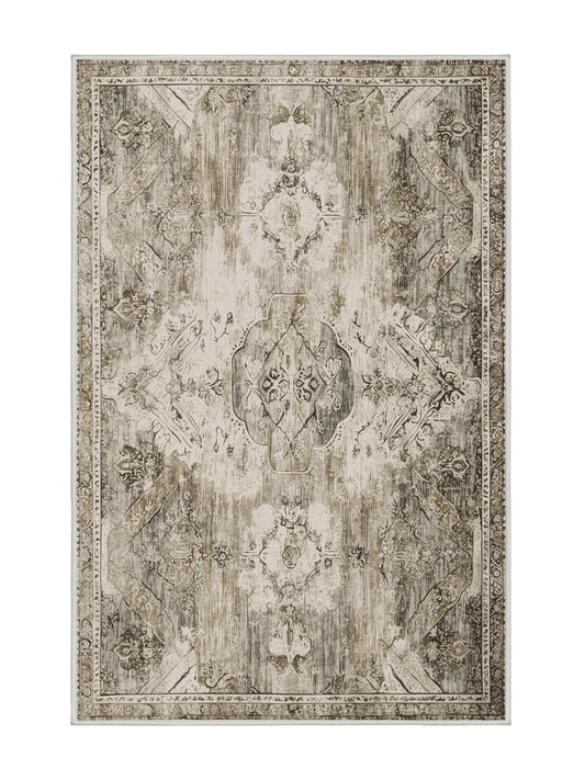 Heritage Mosaic Historic Bloom - Premium Dark White Modern Area Rug | Plush & Washable Options | Rugolution Home Decor