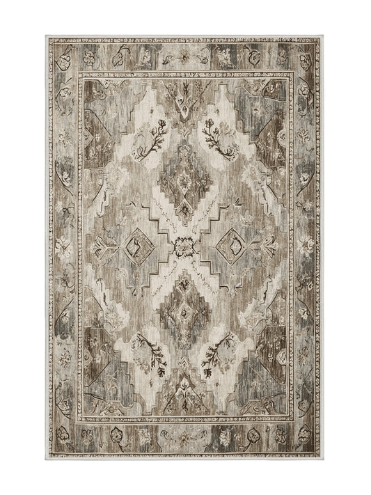 Heritage Mosaic Golden Legend - Premium White Chocolate Modern Area Rug | Plush & Washable Options | Rugolution Home Decor
