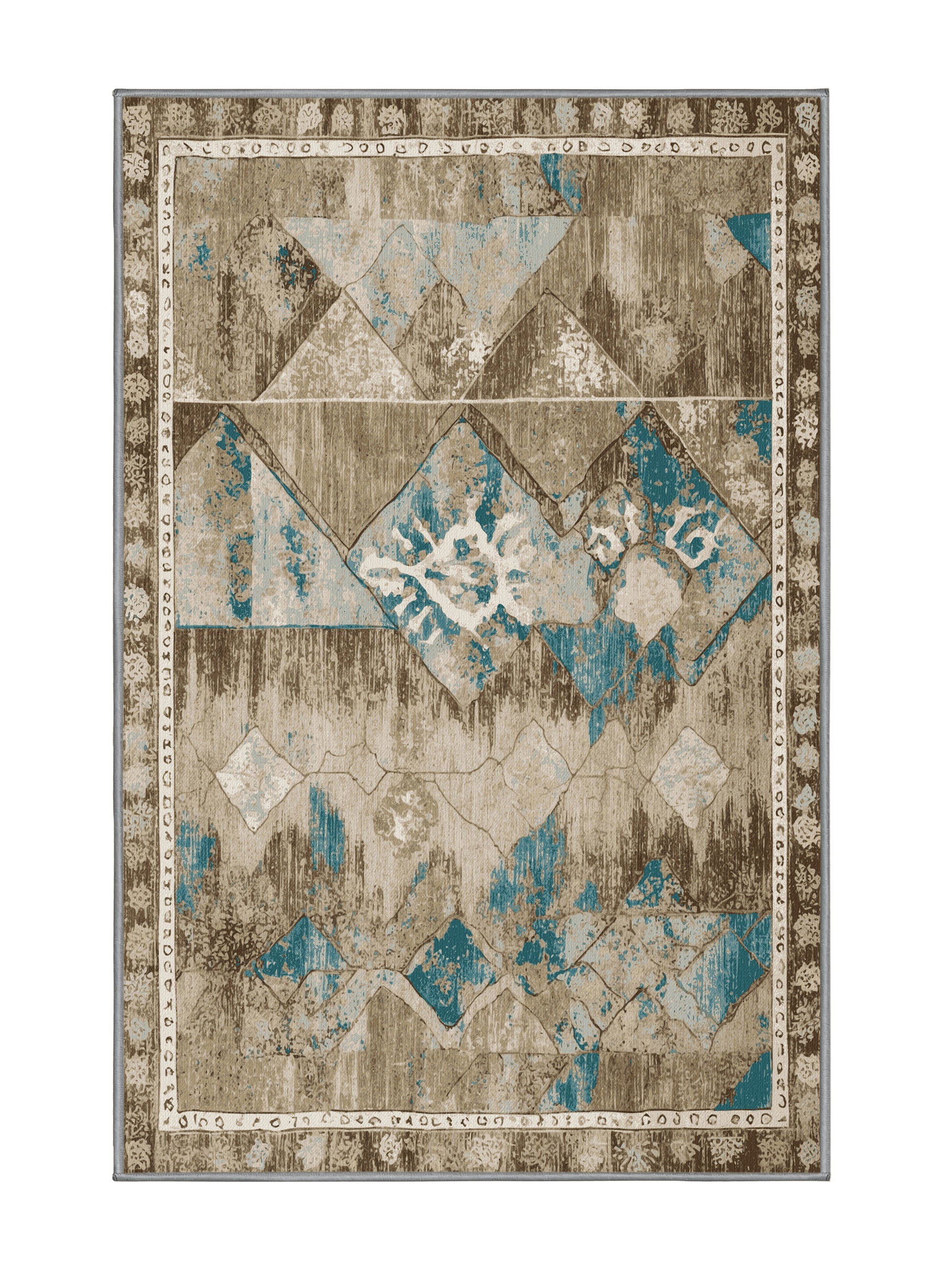 Heritage Mosaic Classic Ornament - Premium Army Brown Modern Area Rug | Plush & Washable Options | Rugolution Home Decor