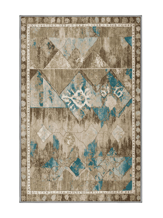 Heritage Mosaic Classic Ornament - Premium Army Brown Modern Area Rug | Plush & Washable Options | Rugolution Home Decor