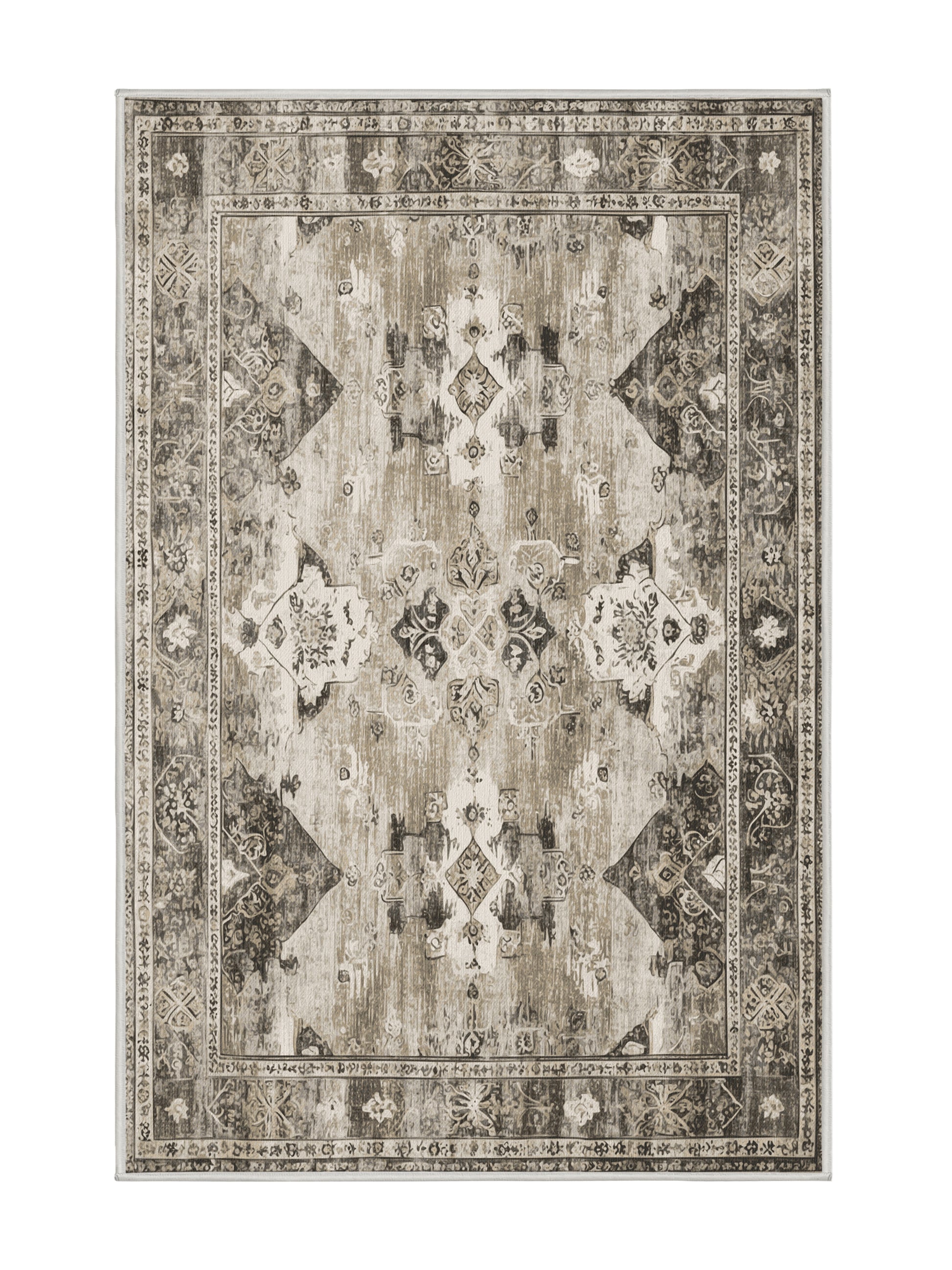 Heritage Mosaic Victorian Flourish - Premium White Chocolate Modern Area Rug | Plush & Washable Options | Rugolution Home Decor