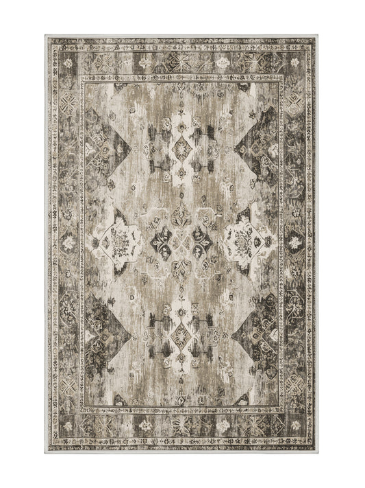 Heritage Mosaic Victorian Flourish - Premium White Chocolate Modern Area Rug | Plush & Washable Options | Rugolution Home Decor