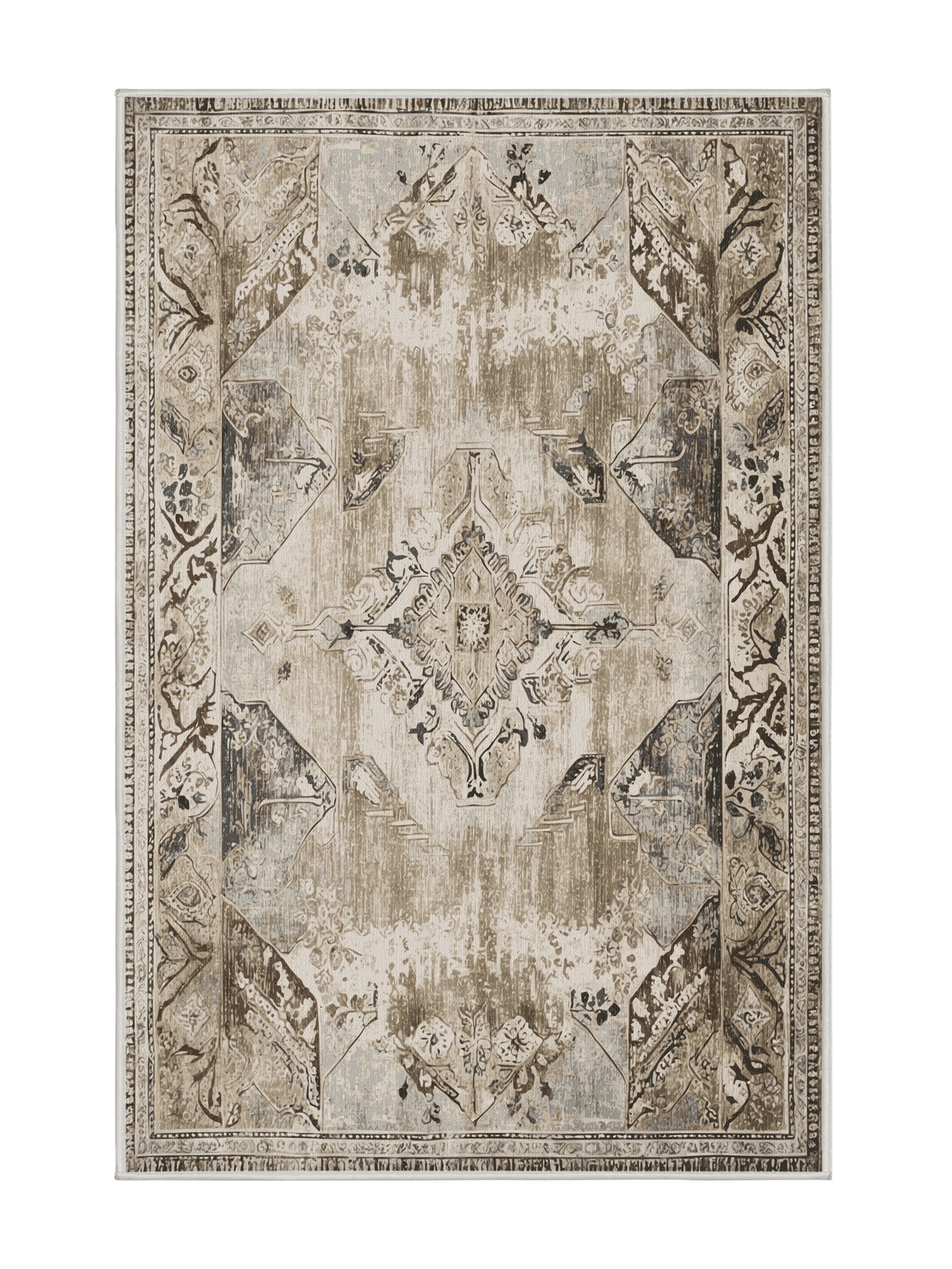 Heritage Mosaic Ornate Prime Legacy - Premium Dark White Modern Area Rug | Plush & Washable Options | Rugolution Home Decor