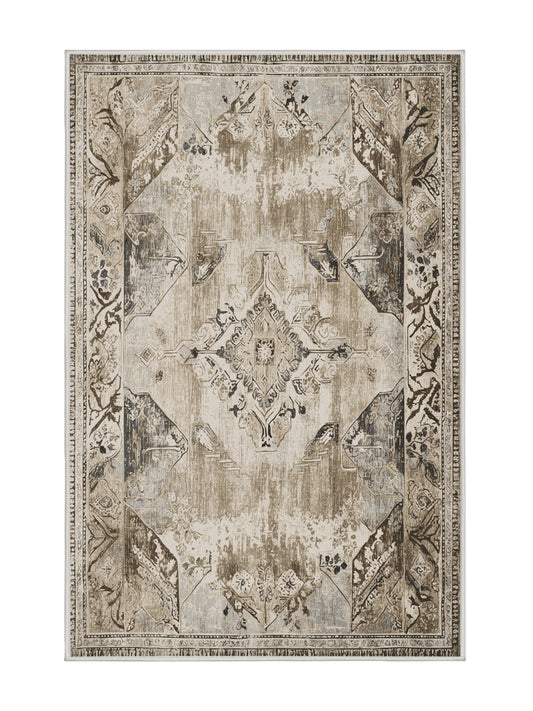 Heritage Mosaic Ornate Prime Legacy - Premium Dark White Modern Area Rug | Plush & Washable Options | Rugolution Home Decor