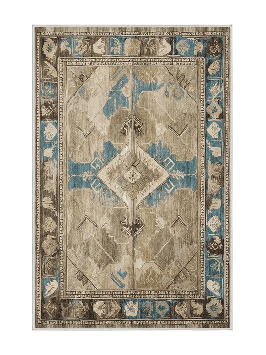 Heritage Mosaic Timeless Ornament - Premium Golden Silk Modern Area Rug | Plush & Washable Options | Rugolution Home Decor