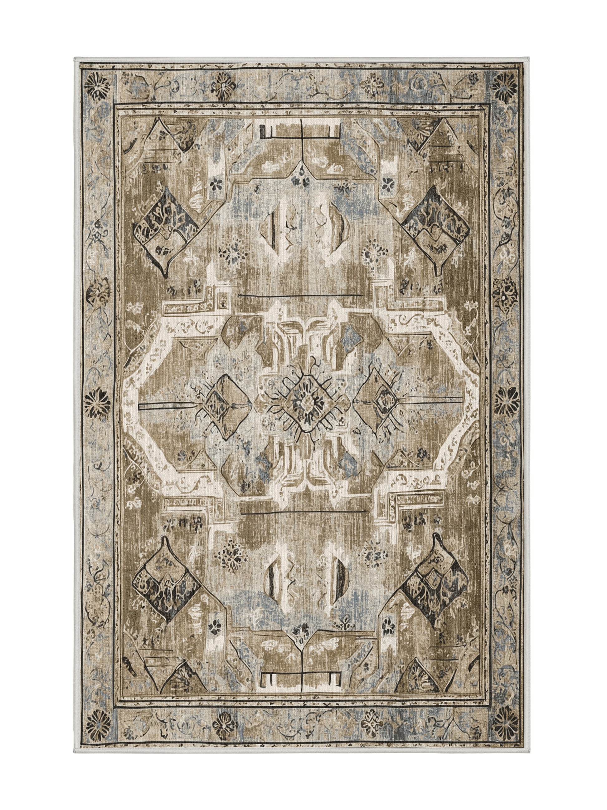 Heritage Mosaic Eternal Mosaic - Premium Ash White Modern Area Rug | Plush & Washable Options | Rugolution Home Decor