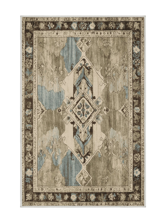 Heritage Mosaic Legacy Flourish - Premium Golden Silk Modern Area Rug | Plush & Washable Options | Rugolution Home Decor