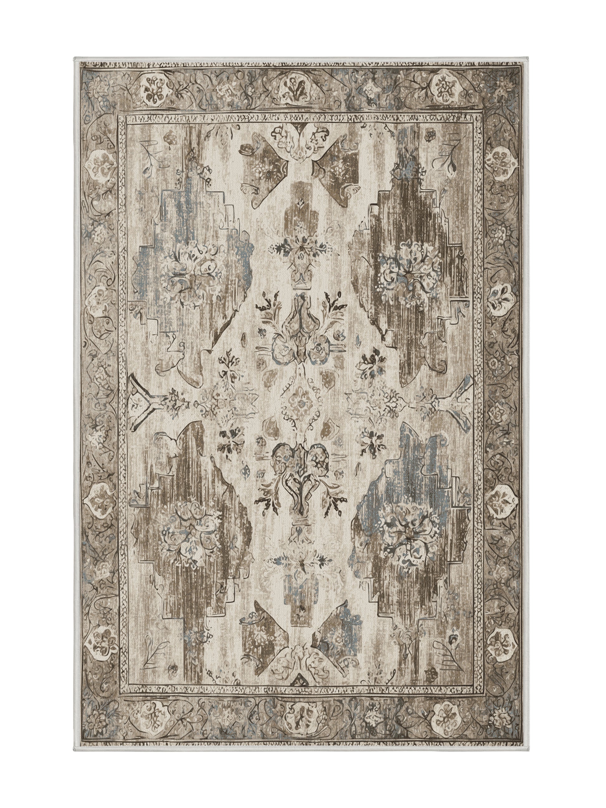 Heritage Mosaic Majestic Aura - Premium White Chocolate Modern Area Rug | Plush & Washable Options | Rugolution Home Decor
