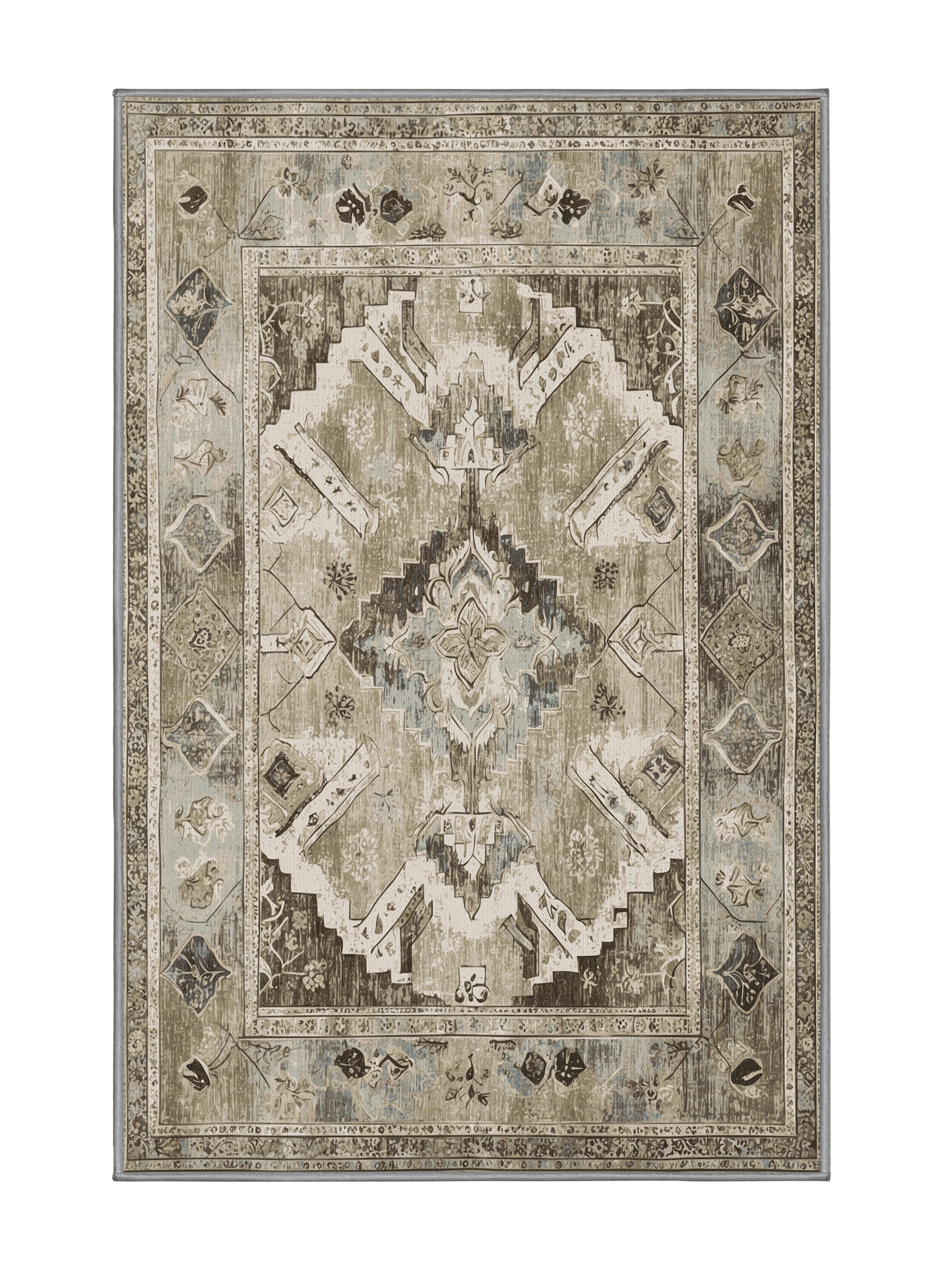 Heritage Mosaic Historic Elegance - Premium Sandstone Modern Area Rug | Plush & Washable Options | Rugolution Home Decor