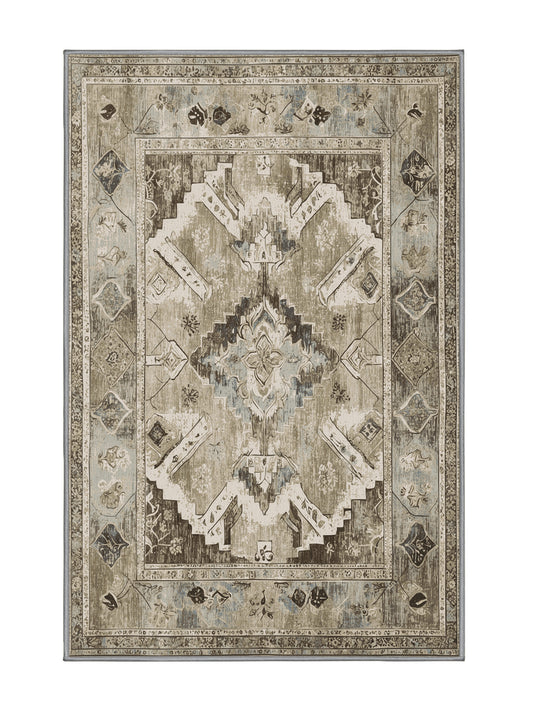 Heritage Mosaic Historic Elegance - Premium Sandstone Modern Area Rug | Plush & Washable Options | Rugolution Home Decor